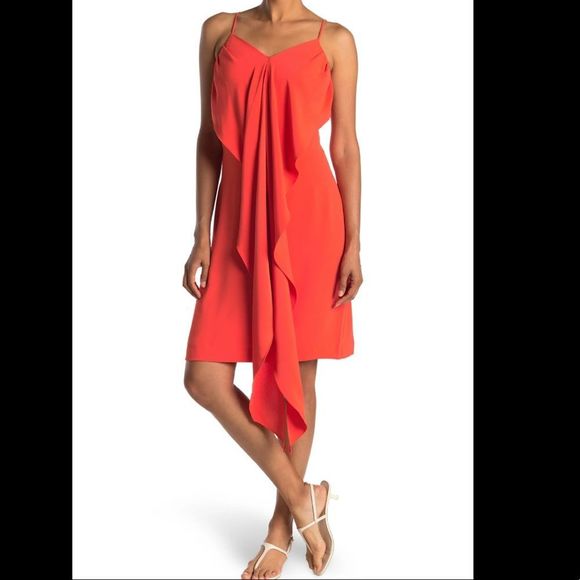 Trina Turk Starry Dress Size 0 Ruffle Orange - Picture 2 of 6